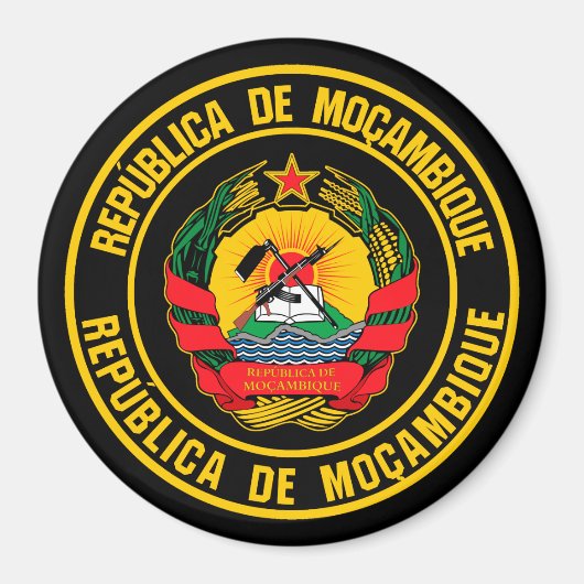 Mozambique Round Emblem Magneet (Voorkant)