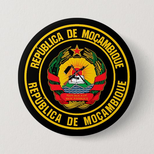 Mozambique Round Emblem Ronde Button 7,6 Cm (Voorkant)