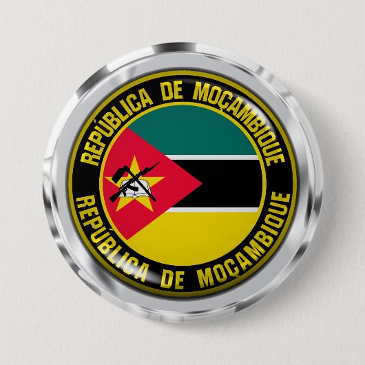 Mozambique Round Emblem Ronde Button 7,6 Cm (Voorkant)