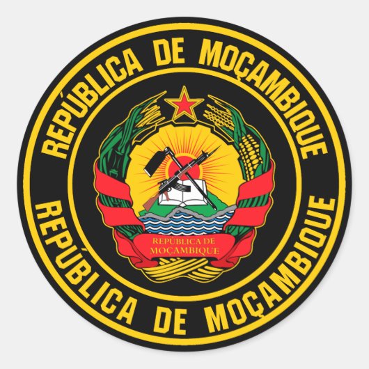 Mozambique Round Emblem Ronde Sticker (Voorkant)
