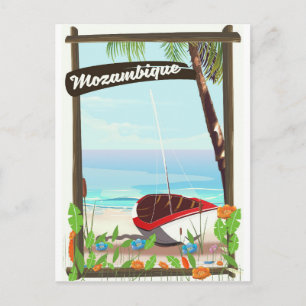 Mozambique Vissersboot cartoon vakantieposter Briefkaart