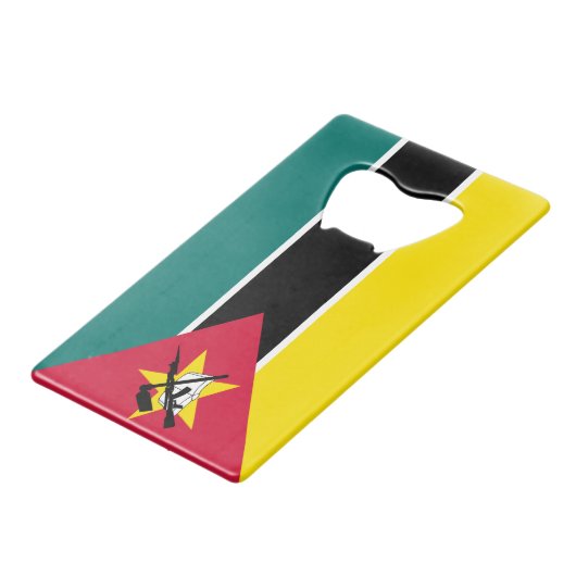 Mozambique vlag creditkaart flessenopener (Voorkant Gekanteld)