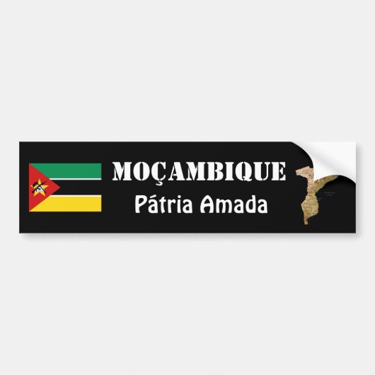 Mozambique Vlag + Kaart Bumpersticker (Voorkant)