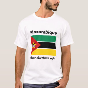 Mozambique Vlag + Kaart + Tekst T-shirt