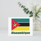 Mozambique vlag met naam briefkaart (Staand voorkant)