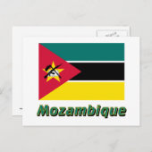 Mozambique vlag met naam briefkaart (Voorkant / Achterkant)