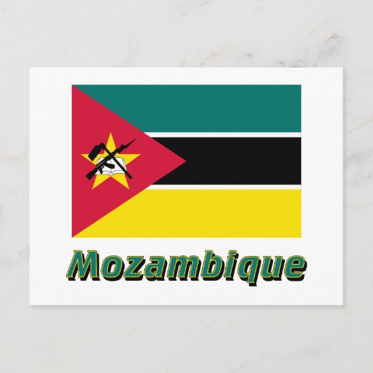 Mozambique vlag met naam briefkaart (Voorkant)