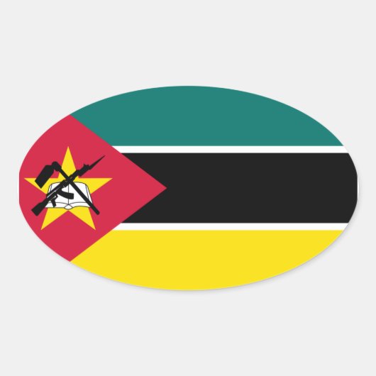 Mozambique Vlag Ovale Sticker (Voorkant)