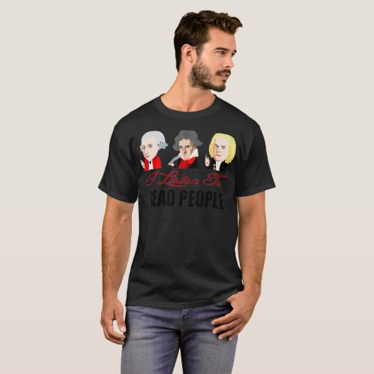Mozart Beethoven BachDead Klassieke muziek T-shirt (Voorkant volledig)