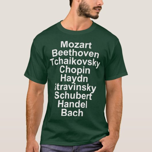 Mozart Beethoven Chopin Bach Klassieke muziek T-shirt (Voorkant)
