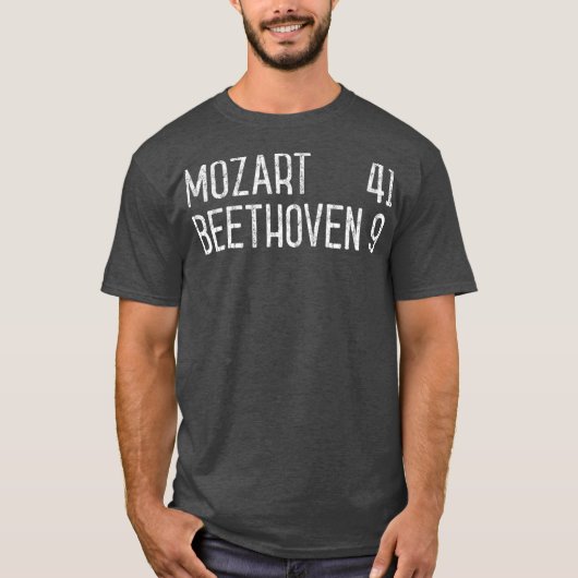 Mozart Beethoven Symphony Scorebord grappige muzie T-shirt (Voorkant)