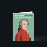 Mozart Brilliance komt elke zondag. Kaart<br><div class="desc">Verzend je klassieke muziek geobsedeerd door een geliefde die zo leuk was, en sassy, Mozart verjaardagskaart die speels verwijst naar zijn vroege talent voor muziek en zijn reputatie als kinderprodigie met het gezegde "Brilliance komt op elke leeftijd."</div>
