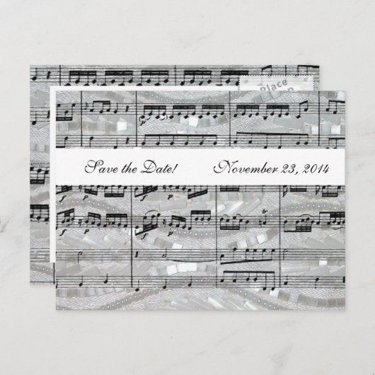 Mozart en Pearls Music slaan de datum op Aankondigingskaart (Voorkant / Achterkant)