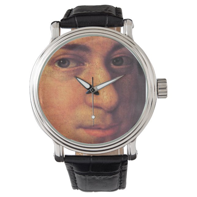 Mozart Gezicht Leren Horloge (Voorkant)