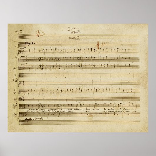 Mozart huwelijk tussen figaro Manuscript Print (Voorkant)