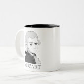 Mozart im Chibi Style Tweekleurige Koffiemok (Voorkant links)