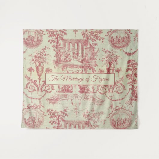 Mozart Marriage of Figaro 1700s Franse Pattern Wandkleed (Voorkant (horizontaal))