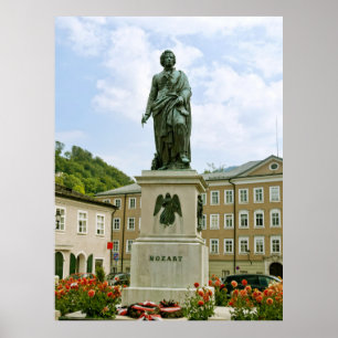 Mozart Monument in Salzburg, Oostenrijk Poster
