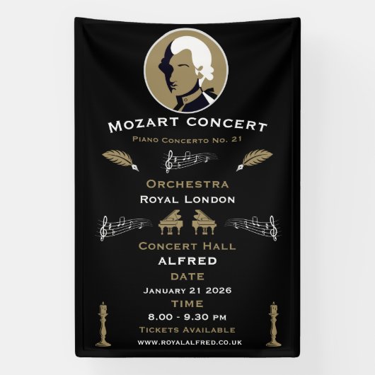 Mozart Muziekconcert Spandoek (Verticaal)