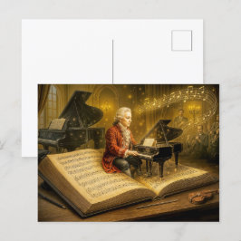 Mozart muziekscene uit het klassieke boek feestdagenkaart