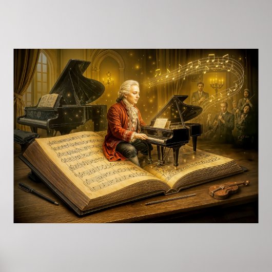 Mozart muziekscene uit het klassieke boek poster (Voorkant)
