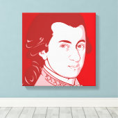 Mozart op Canvas - Cartoon stijl, rood/wit Afdruk (Insitu (Houten vloer))