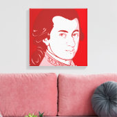 Mozart op Canvas - Cartoon stijl, rood/wit Afdruk (Insitu (Woonkamer))