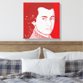 Mozart op Canvas - Cartoon stijl, rood/wit Afdruk (Insitu (Slaapkamer))