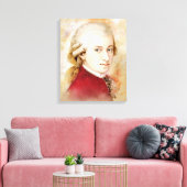 Mozart op doek - Waterverf stijl Canvas Afdruk (Insitu (Woonkamer))