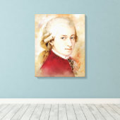 Mozart op doek - Waterverf stijl Canvas Afdruk (Insitu (Houten vloer))