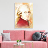 Mozart op doek - Waterverf stijl Canvas Afdruk (Insitu (Woonkamer))