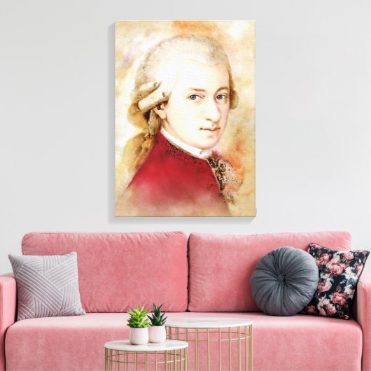 Mozart op doek - Waterverf stijl Canvas Afdruk (Insitu (Woonkamer))
