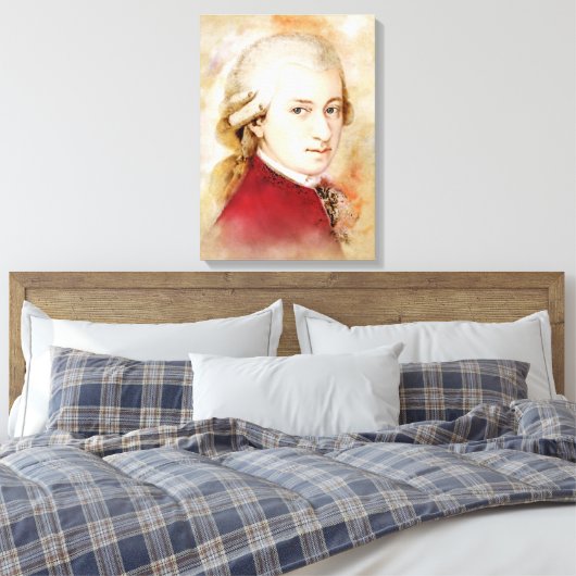 Mozart op doek - Waterverf stijl Canvas Afdruk (Insitu (Slaapkamer))