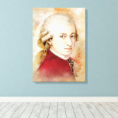 Mozart op doek - Waterverf stijl Canvas Afdruk (Insitu (Houten vloer))