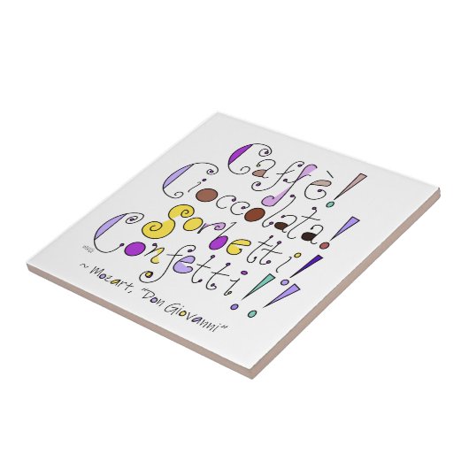 Mozart Opera Coffee en Chocolate Hand Lettered Tegeltje (Zijkant)