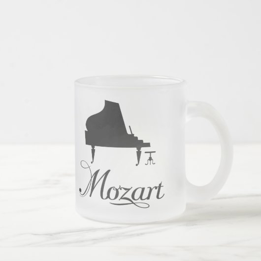 Mozart Piano Gift Frosted Drinkware for Pianist Matglas Koffiemok (Rechts)