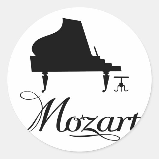Mozart Piano T-shirt Ronde Sticker (Voorkant)