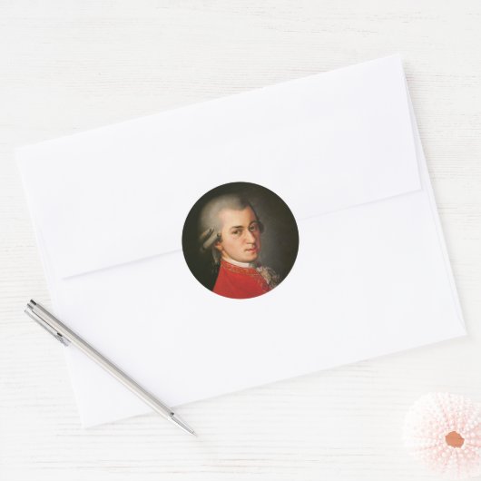 Mozart Portrait Ronde Sticker (Envelop)