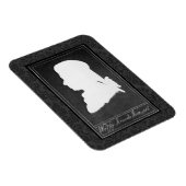 Mozart profiel papier knipsel wit op zwart magneet (Rechterzijde)