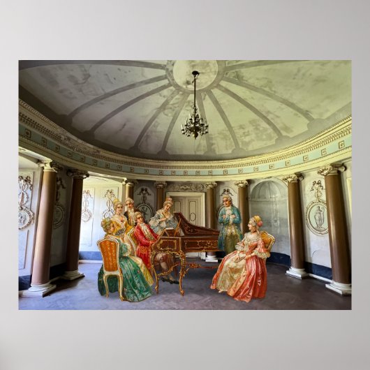 Mozart speelt klavecimbel poster (Voorkant)