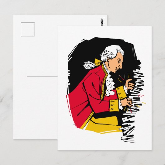 Mozart speelt piano briefkaart (Voorkant / Achterkant)