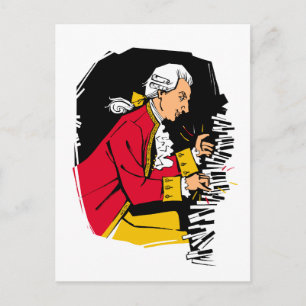 Mozart speelt piano briefkaart