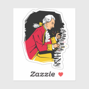 Mozart speelt piano sticker