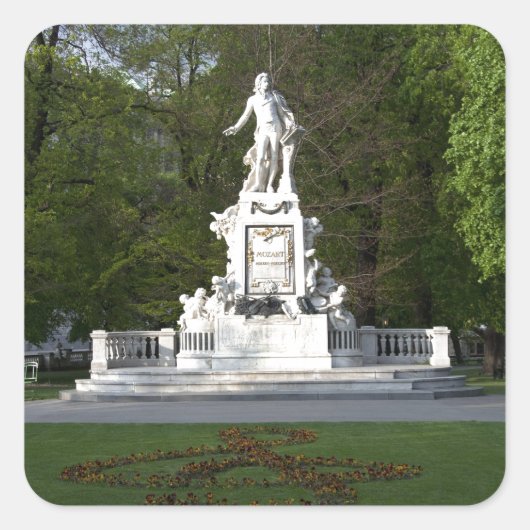 Mozart Statue Vierkante Sticker (Voorkant)