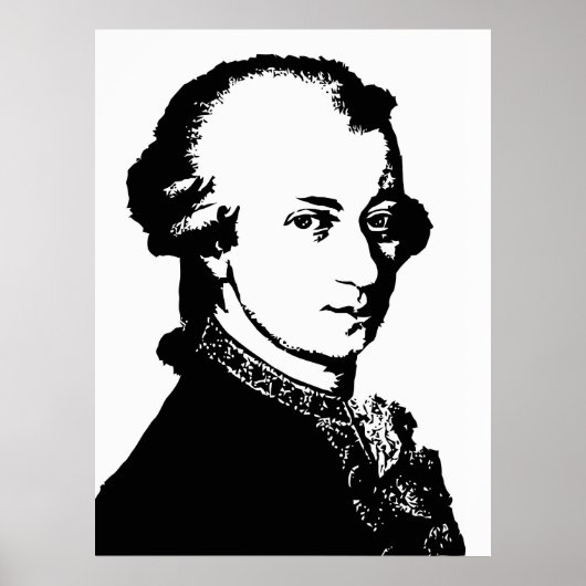 Mozart Zwarte en witte vectorkunst Poster (Voorkant)