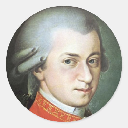Mozartgiften voor muziekliefhebbers ronde sticker (Voorkant)