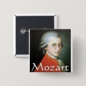 Mozartgiften voor muziekliefhebbers vierkante button 5,1 cm (Voorkant /achterkant)