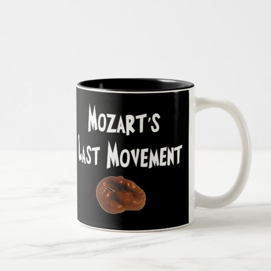 Mozarts last Movement Hilarious Gifts Tweekleurige Koffiemok (Rechts)