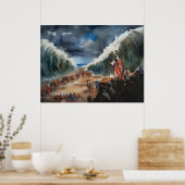 Mozes afscheiden en kruisen van het droge rode Zee Poster (Keuken)