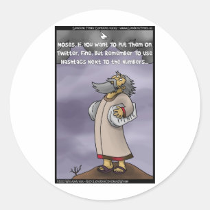 Mozes & De 10 Twitter Hashtags Grappige Cadeaus &  Ronde Sticker
